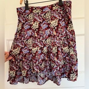 Free people mini floral ruffle skirt